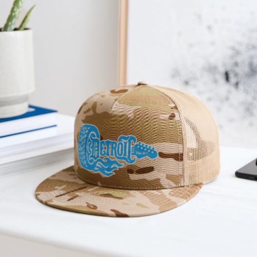 The D® - Detroit Wheel Guitar with Flames Bl Slvr - Trucker Hat