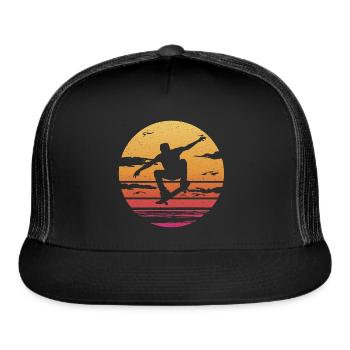 Skateboard Vintage Graphic Skater Skateboarding - Trucker Hat - black/black - Front