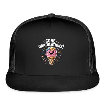 Cone-gratulations! Kawaii Ice Cream Cone - Trucker Hat - black/black - Front