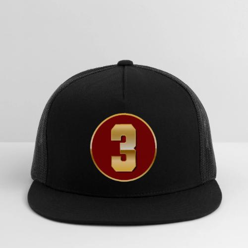 Number 3 in Gold Varsity Font - Trucker Hat