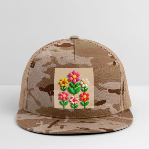 3D Flowers and Butterflies in Amber, Floral Design - Trucker Hat