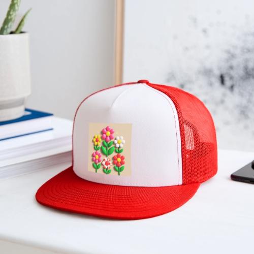 3D Flowers and Butterflies in Amber, Floral Design - Trucker Hat