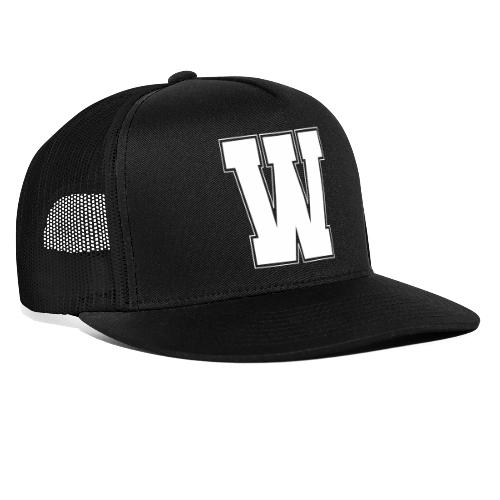 White Letter W – Varsity Alphabet Monogram - Trucker Hat