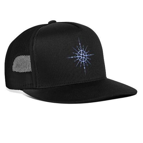 Snowflake, ice crystal. Sun with wind rose. - Trucker Cap