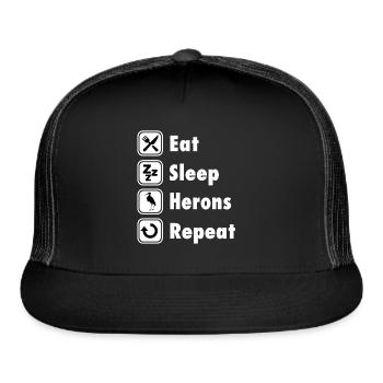 TSHIRT - Eat Sleep Herons Repeat - Trucker Hat - black/black - Front