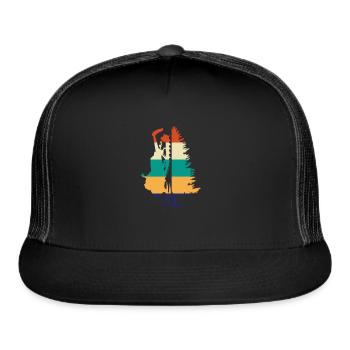 Snowmobile Christmas Pine Tree Shirt Snowmobiling - Trucker Hat - black/black - Front