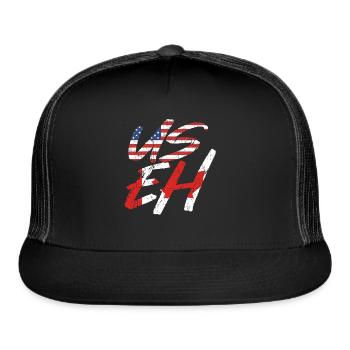 US EH Canadian Canada American Flag - Trucker Hat - black/black - Front