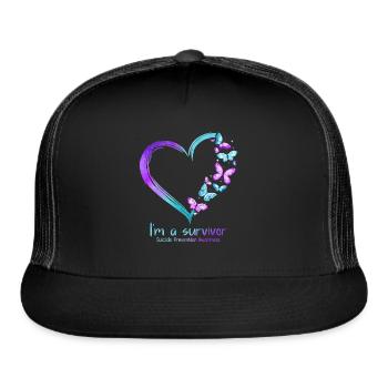 I m A Survivor Suicide Prevention Awareness - Trucker Hat - black/black - Front