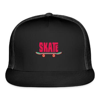 Skateboarder Skateboard Vintage Skateboard - Trucker Hat - black/black - Front