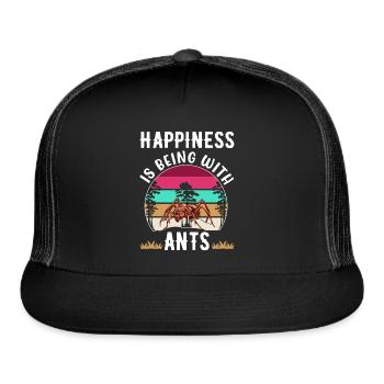 Happiness Is Being With Ant's Ants Ant Farm - Trucker Hat - black/black - Front