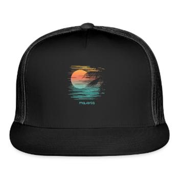 Artistic Majorca Spain Mallorca Palm Tree - Trucker Hat - black/black - Front
