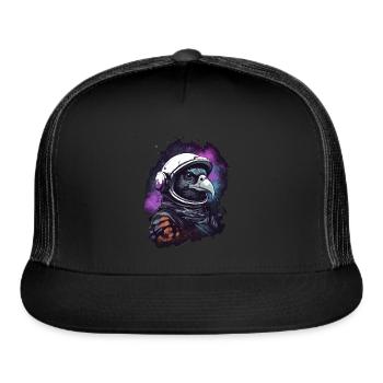 Crow Astronaut Raven - Trucker Hat - black/black - Front