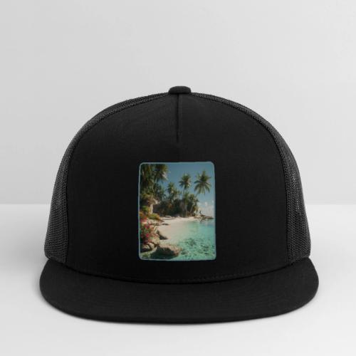Serene Tropical Beach Floral Design - Trucker Hat
