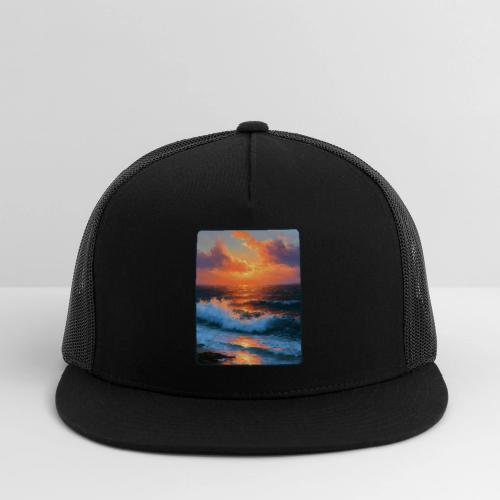 Sunset Storm Waves Oil Painting - Trucker Hat