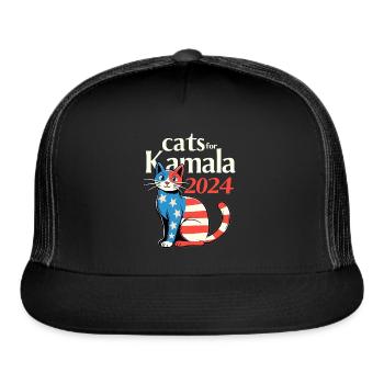 Cats for Kamala - Trucker Hat - black/black - Front