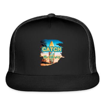 Catch the Waves - for surfing lovers - Trucker Hat - black/black - Front