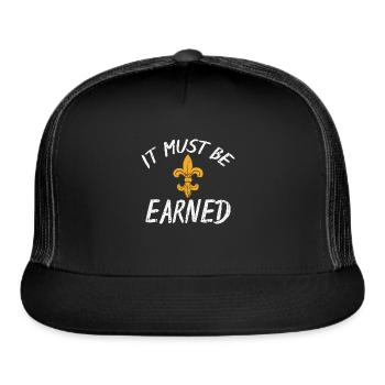It Must be Earned Scout Symbol Funny Scout Shirt! - Trucker Hat - black/black - Front
