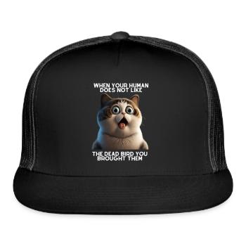 Funny surprised cat - Trucker Hat - black/black - Front