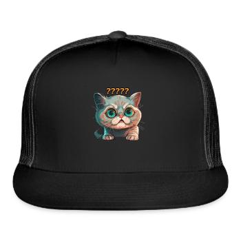 funny cat surprised - Trucker Hat - black/black - Front