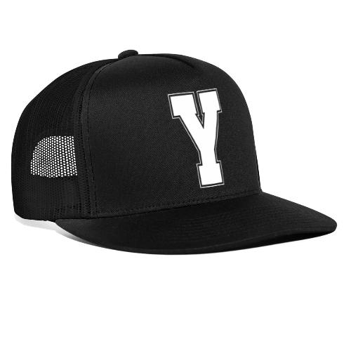 White Letter Y – Varsity Alphabet Monogram - Trucker Hat