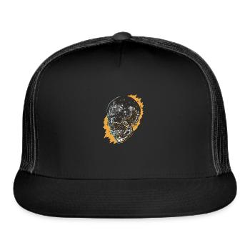 Crow Fight Skull Halloween Raven Night City Spooky - Trucker Hat - black/black - Front