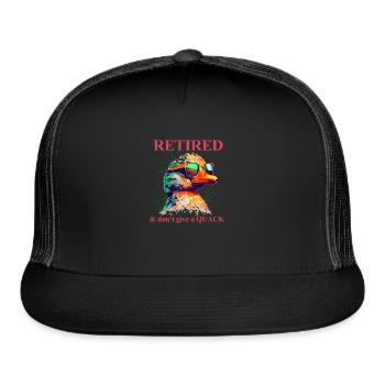 Retired I Don't Give a Quack Rubber Ducky - Trucker Hat - black/black - Front