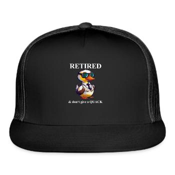Retired I Don't Give a Quack Rubber Ducky - Trucker Hat - black/black - Front