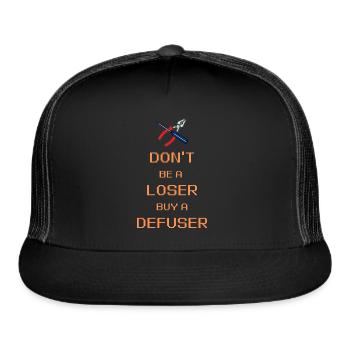 DONT BE A LOSER BUY A DIFFUSER videogame print - Trucker Hat - black/black - Front