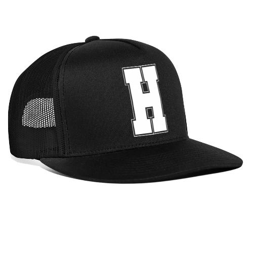 White Letter H – Varsity Alphabet Monogram - Trucker Hat
