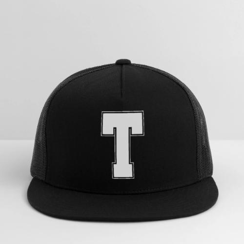 White Letter T – Varsity Alphabet Monogram - Trucker Hat
