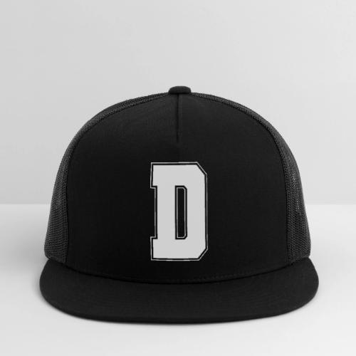 White Letter D – Varsity Alphabet Monogram - Trucker Hat