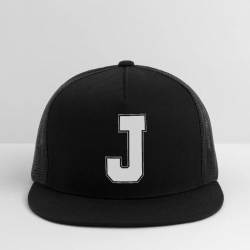 White Letter J – Varsity Alphabet Monogram - Trucker Hat