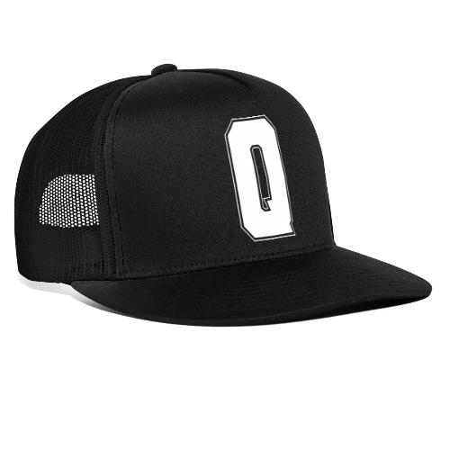 White Letter Q – Varsity Alphabet Monogram - Trucker Hat