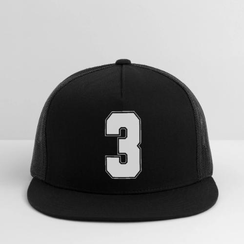 White Number 3 – Varsity Font - Trucker Hat