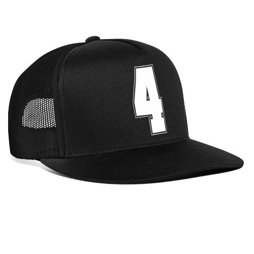 White Number 4 – Varsity Font - Trucker Hat