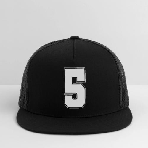 White Number 5 – Varsity Font - Trucker Hat
