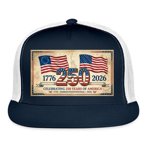 USA 250th Anniversary Flags Emblem - Trucker Hat