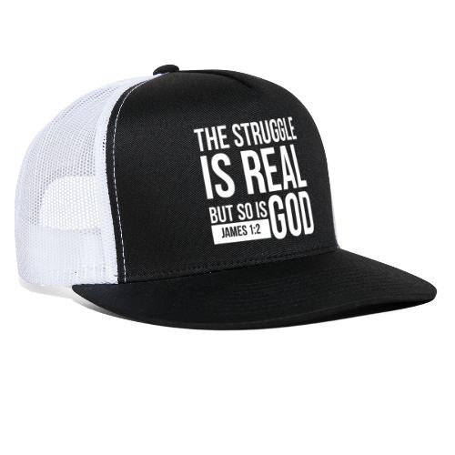 The Struggle Is Real White -James - Trucker Cap