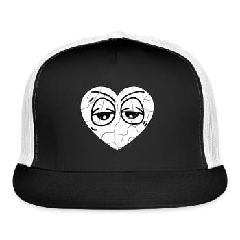 Red Broken Heart Clipart Eyes unhappy - Trucker Hat - black/white - Front