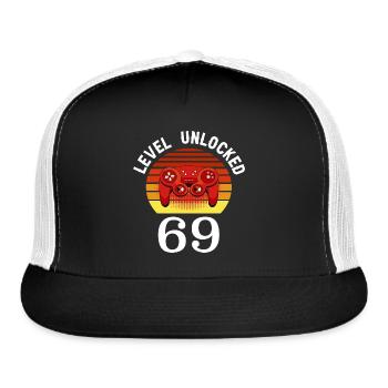Level 69 Unlocked 69 Birthday 69 Years Old - Trucker Hat - black/white - Front