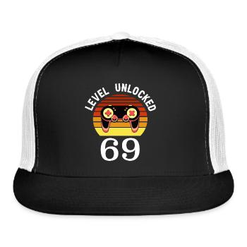Level 69 Unlocked 69 Birthday 69 Years Old - Trucker Hat - black/white - Front