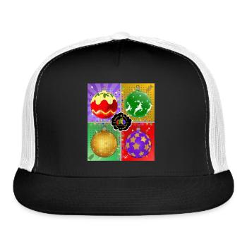Festive Christmas Pop Art Ornaments - Trucker Hat - black/white - Front