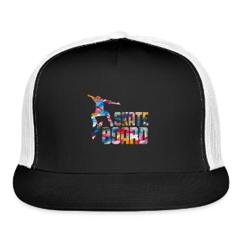 Skateboard Stunt Jump Boys Skateboarding - Trucker Hat - black/white - Front