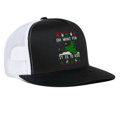 Oh What Fun Snowmobile Ugly Sweater style - Trucker Cap