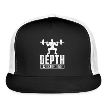 Depth Before Dishonor Squat Gym Workout Weights - Trucker Hat - black/white - Front