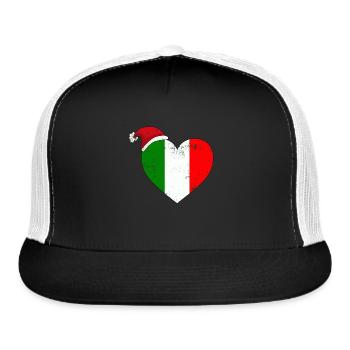 christmas Italy Heart Vintage Flag Italy Love - Trucker Hat - black/white - Front