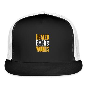 Healed by his wounds Christian clothes - Trucker Hat - black/white - Front