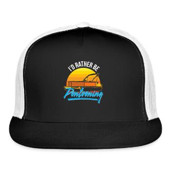 Funny I'D Rather Be Pontooning Boat Pontoon Boat L - Trucker Hat - black/white - Front