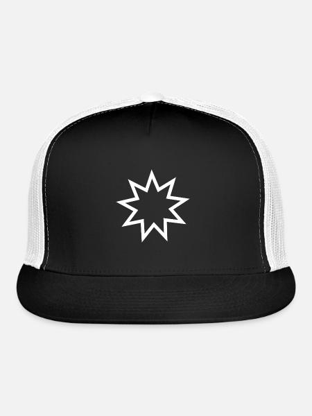 The nine-pointed Bahai star outline white - Trucker Hat - black/white