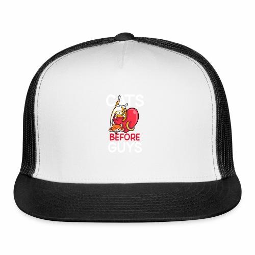 two cats before guys heart anti valentines day - Trucker Cap